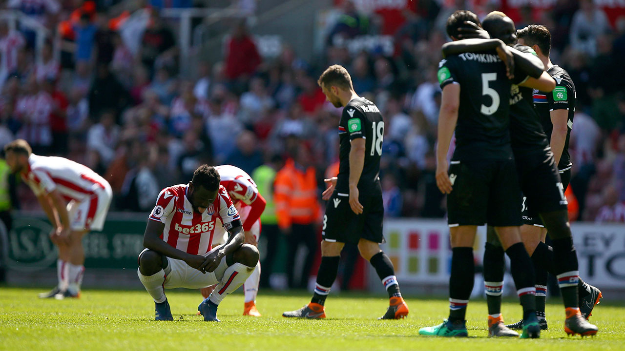 Stoke relegated from Premier League, Crystal Palace safe