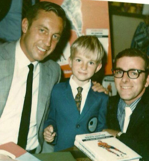 Sportsnet Executive Producer, NHL Special Events Joel Darling (centre) with his father Ted (R) and Montreal Canadiens great Jean Beliveau. Ted was Hockey Night in Canada's Montreal intermission host in the 1960s. Joel's mother made the blazer for him. (Photo: Joel Darling)